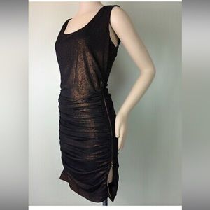 Guess Copper ruched zipper dress size 8